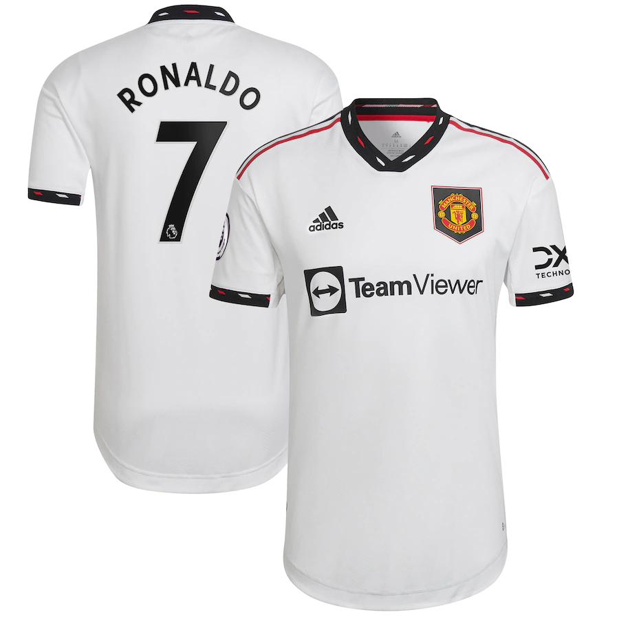 Cristiano Ronaldo Maillot Manchester United adidas Youth 2022/23 Extérieur  Replica Player - Blanc